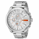 Diesel DZ4328 Mega Chief Men's Silver Dial Orange Chronograph Watch 59X51mm