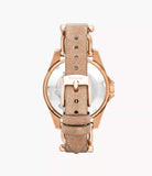 Fossil Original ES3466 Women's Riley Beige Leather Watch 38mm Chronograph