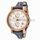 Fossil Original ES3838 Women's Boyfriend Blue Leather Watch 38mm Chronograph