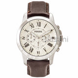 Fossil FS4735 Men's Grant Chronograph Brown Leather Watch 44mm