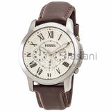 Fossil FS4735 Men's Grant Chronograph Brown Leather Watch 44mm