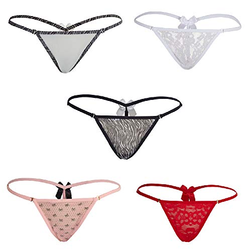 Women Sheer Mesh Embroidery Mini G-String Panties Thong Jockstrap Bikini  Briefs