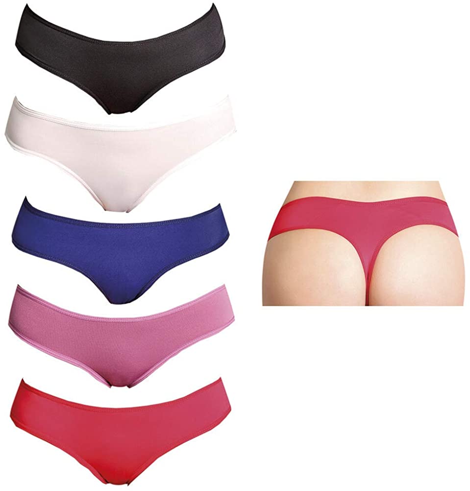 5-Pack Women Hipster Bikini Brief Panties Low Rise V-Cut Cheeky Underwear  USA 