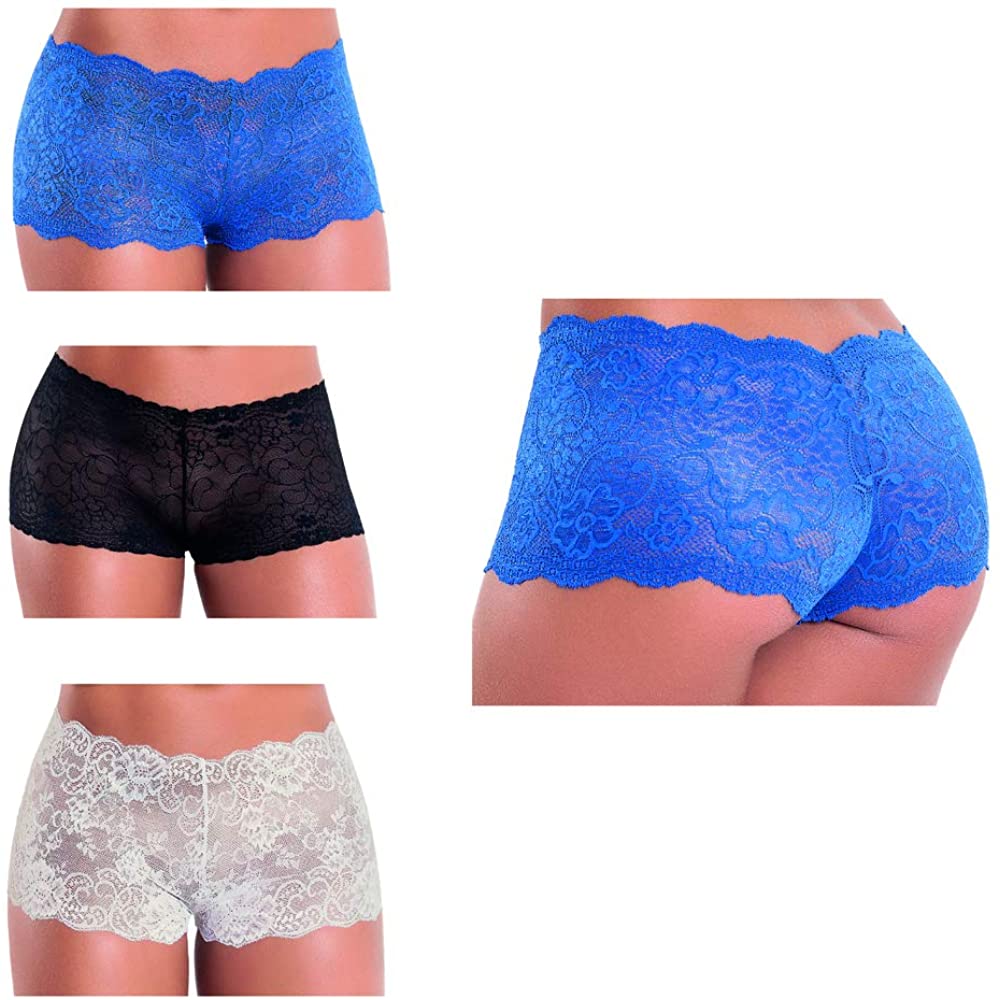 Besame Women Sexy Lingerie Cheeky Lace Hipster Panties Underwear Pack –  Blasani